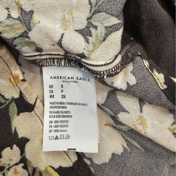 szS American Eagle Floral Off-Shoulder Peasant Top Tiered Bohemian Blouse - Picture 5 of 9